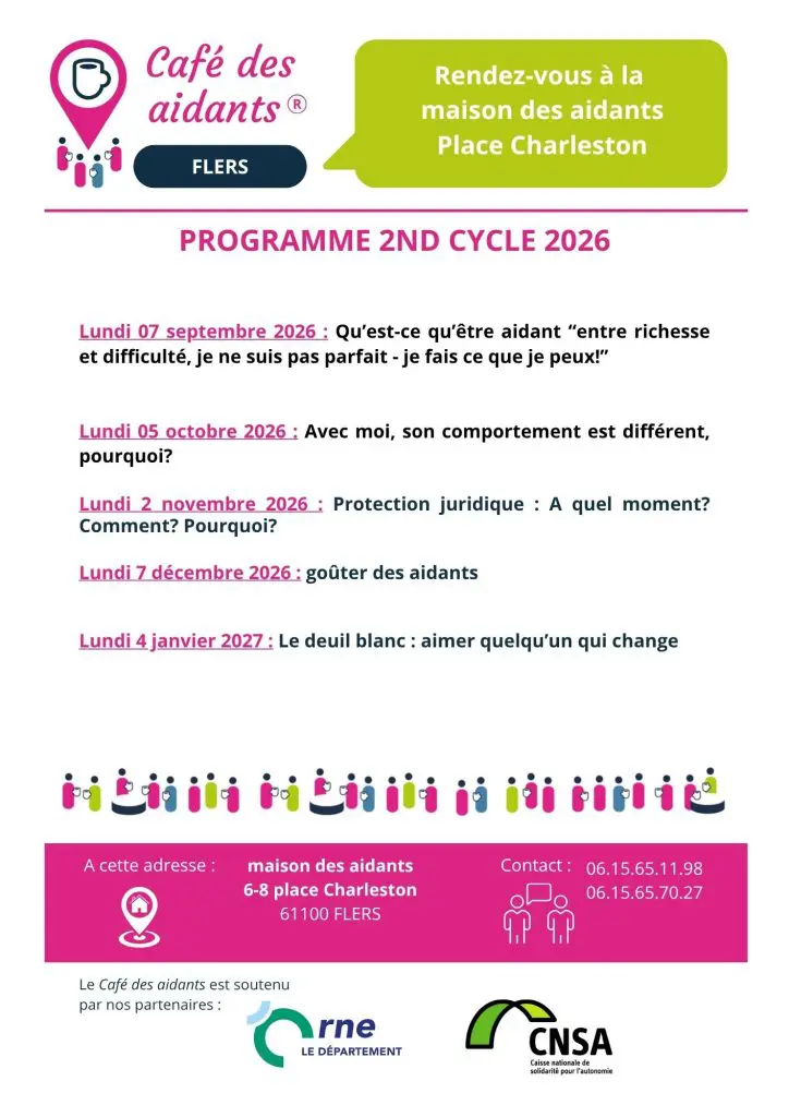 Image par défaut illustrant le propos de l'article Flers : Programme du Café des aidants du 2ème semestre 2026 de Coeur de Nacre